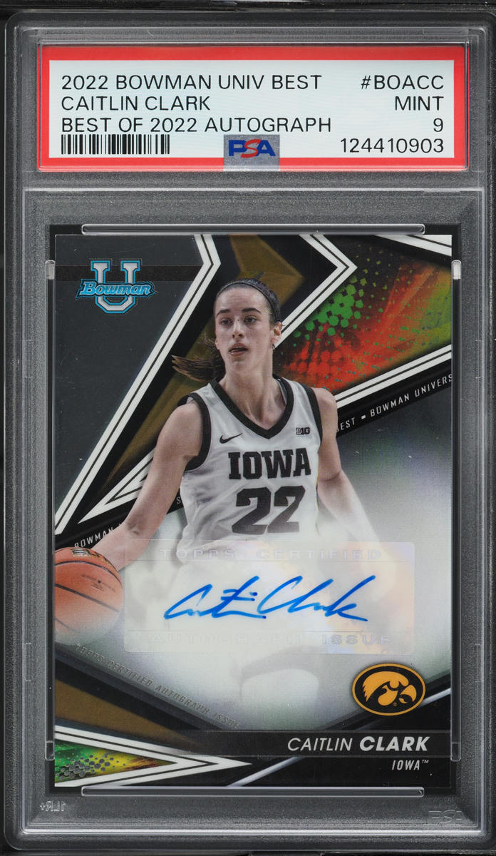 2022 bowman univ Best Caitlin Clark Best of Autograph PSA 9 Cert#137696699